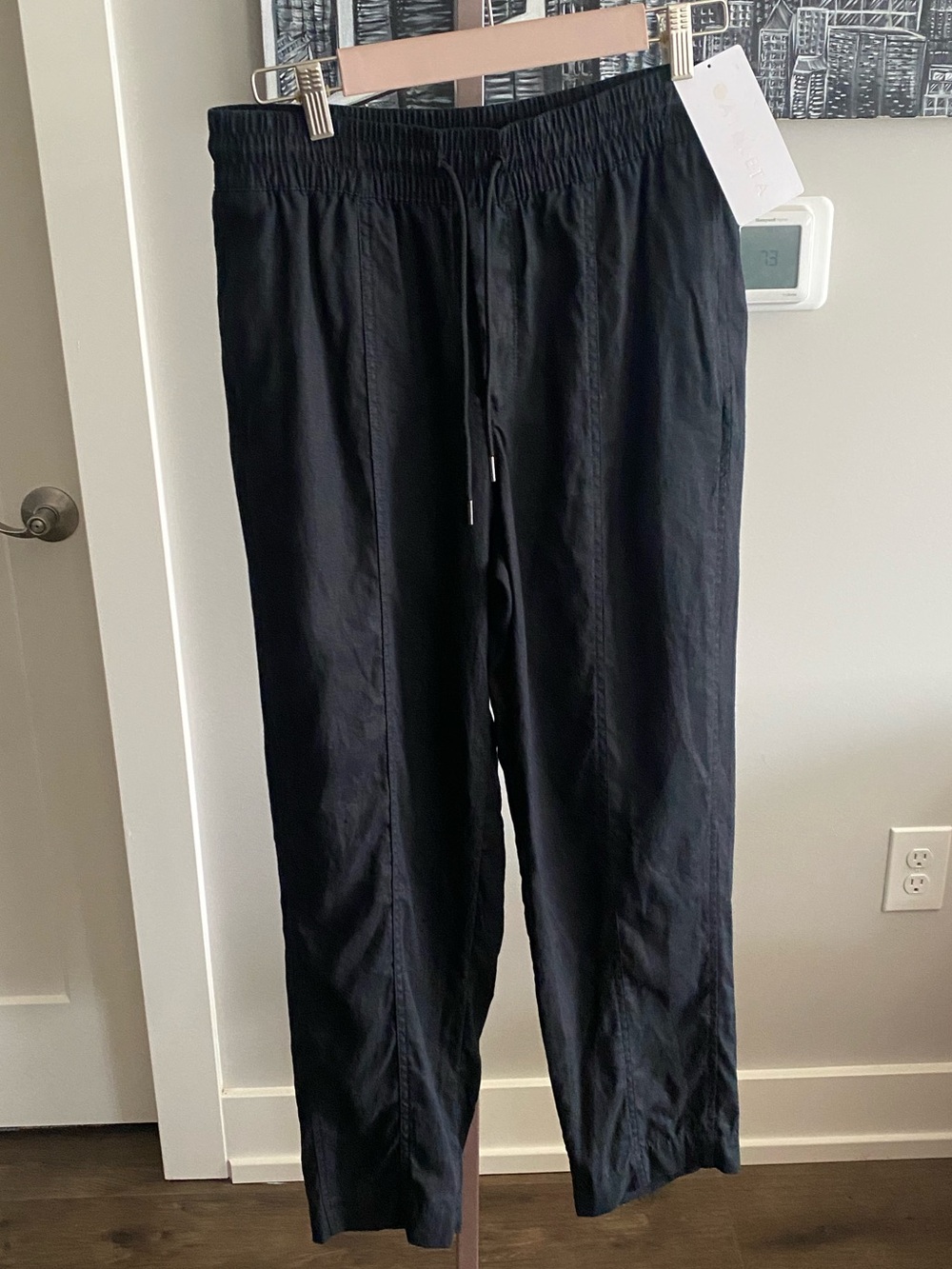 Athleta Black Retreat Linen Ankle Pant Size Small